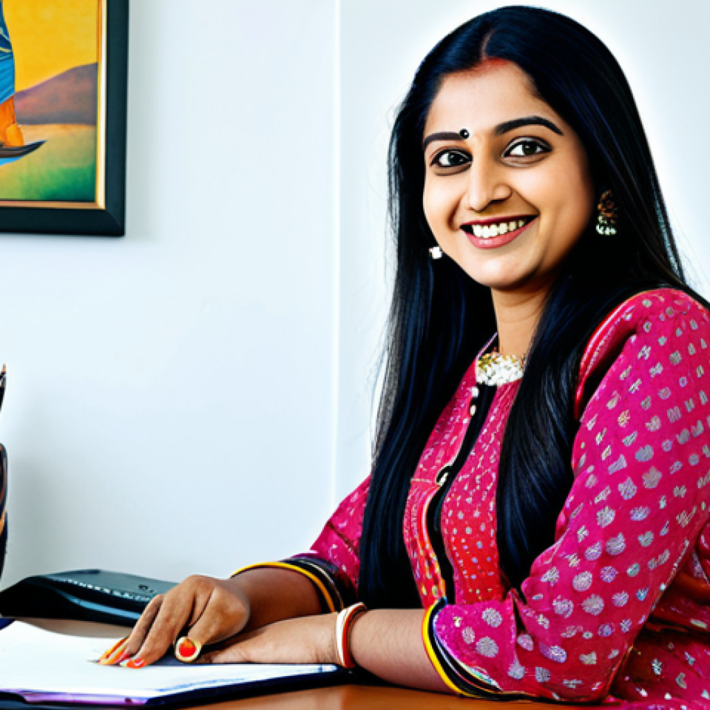 미디어 플래너의 다양한 경력 옵션 - **Subject:** A professional Bengali woman in a modest, colorful salwar kameez, smiling warmly. **Set...