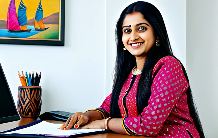 미디어 플래너의 다양한 경력 옵션 - **Subject:** A professional Bengali woman in a modest, colorful salwar kameez, smiling warmly. **Set...