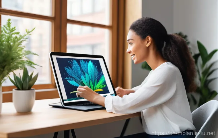 미디어 플래너의 크리에이티브 팀과 협업 - **Prompt 1: Focused Digital Creator**
A diverse young woman (approximately 25-30 years old) with...