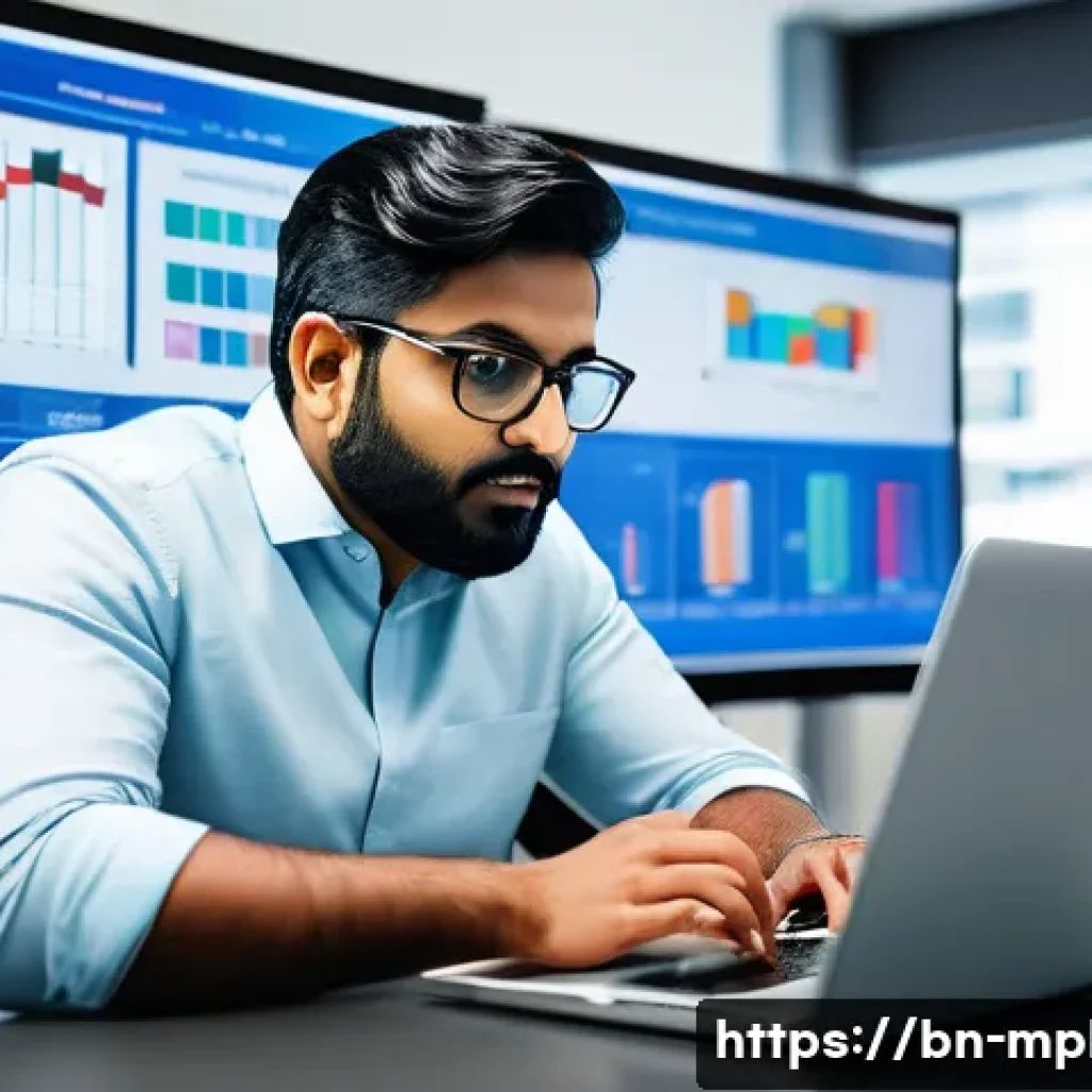 미디어 플래너의 예산 관리 팁 - A professional Bengali media planner analyzing budget spreadsheets on a laptop in a modern office, s...