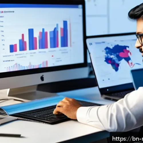 Home 17 미디어 플래너의 신규 채널 발굴 노하우 - A detailed professional workspace scene showing a Bengali media planner analyzing social media trend...