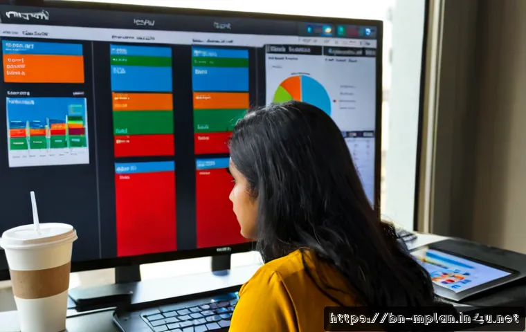미디어 플래너의 하루 일과 - Photorealistic morning scene of a Bengali media planner in a modern Dhaka office, reviewing colorful...
